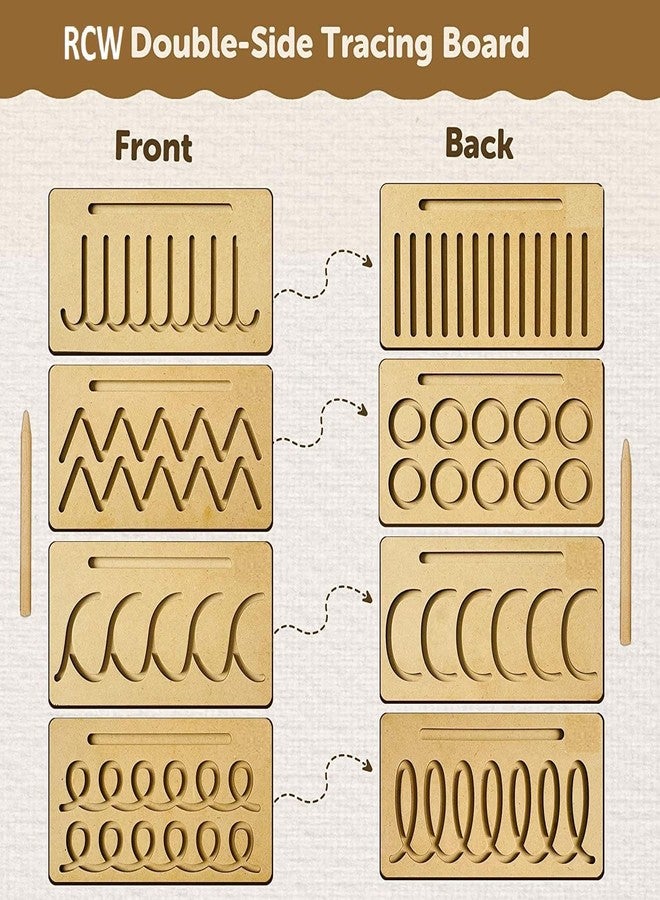 RCW Educational Wooden Tracing Board for Kids | Reading & Writing Board Toys for 2+ Years Old Kids | Double Sided Set of 4 (Set of 8 Type Multi Pattern) (4 Pieces Only) - Image 3